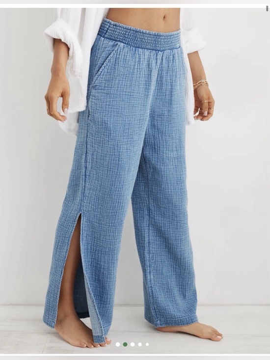 aerie Pants - Women’s L Aerie Gauzy High Waisted Paint Split Hem Wide Leg Large 100% Cotton